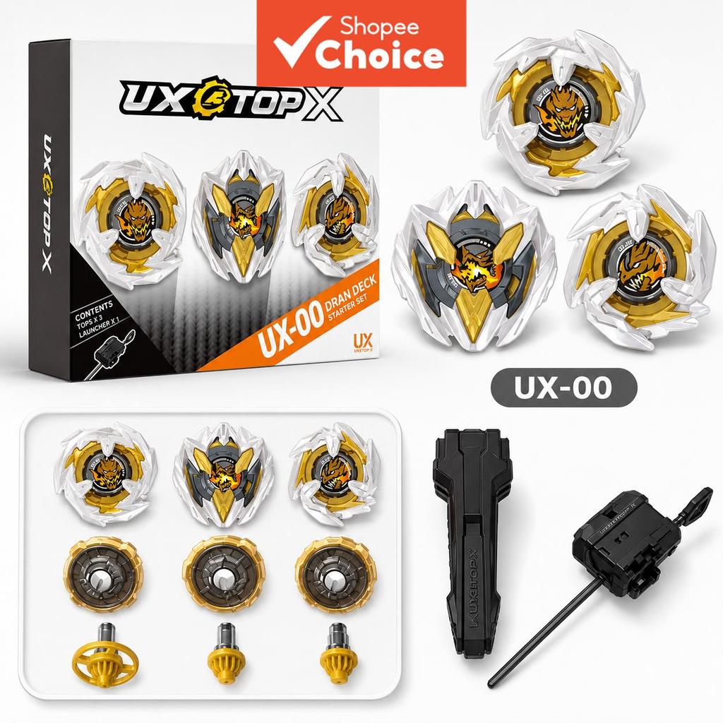 UX-00 Dran Deck Starter ชุด UX-10 Launcher LED Grip โลหะ Battle Top Arena ของเล่นสําหรับของขวัญเด็ก