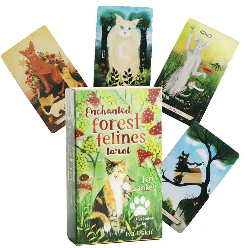 10.3 * 6 ซม.Schanted Forest Felines Tarot ภาษาอังกฤษเกมกระดานการ์ดเกม Enchanted Forest Felines Tarot
