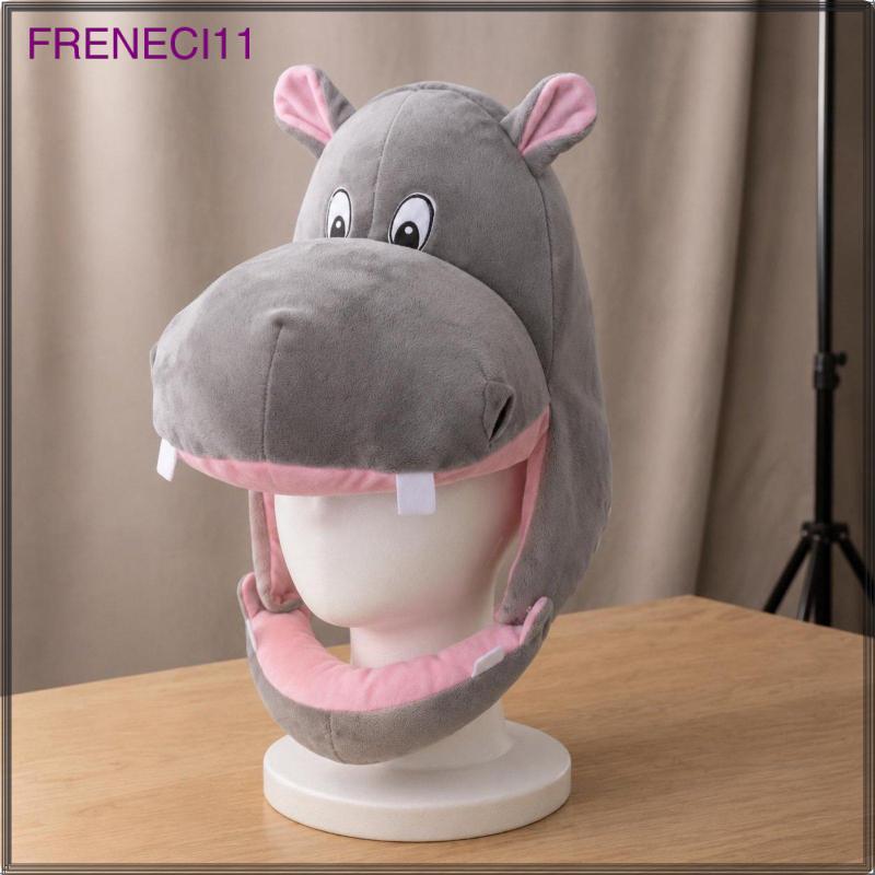 [freneci11] Fuzzy Hippo Hood สบาย Fuzzy Hippo Hat สวมใส่ง่าย หมวกเครื่องแต่งกาย Hippopotamus สําหรับ