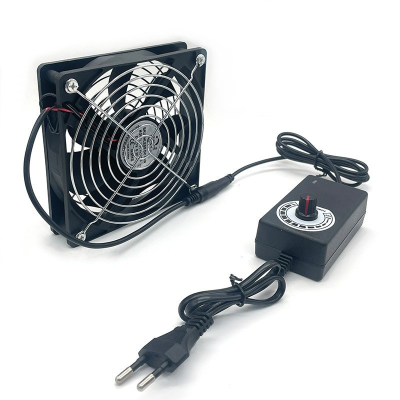 พัดลมระบายอากาศ 12CM แบบไม่มีแปรงนํ้า 12025 เงียบปรับได้ 220V สำหรับสัตว์เลี้ยง/บัดกรี/ลดความร้อน DW