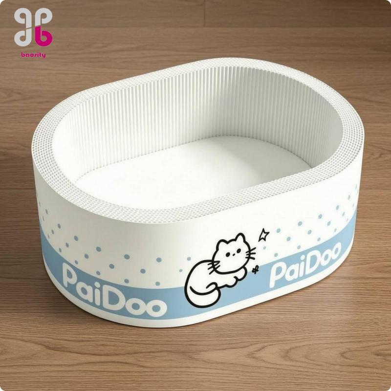 Baosity Scratcher Bed Layered Cardboard Scratcher Textured 50CM Lazy Cat Oval