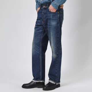LEE กางเกงยีนส์ (ริมน้ำเงิน) Selvedge 5 years Wash Jouney คอลเลคชั่น 101 เอวสูงทรงกระบอก รุ่น LE S126MRETN03 สียีนส์กลาง