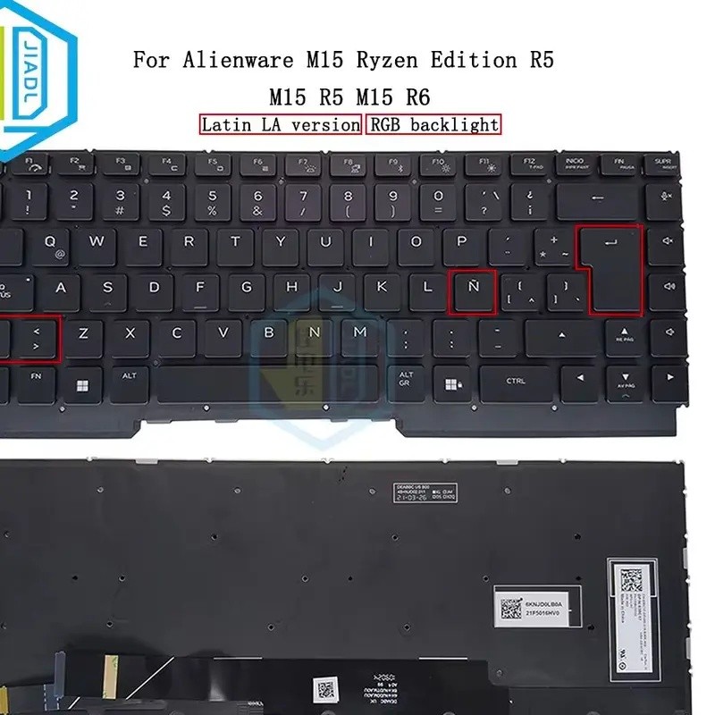 แป้นพิมพ์เรืองแสงแบบละติน RGB สําหรับ Dell สําหรับ Alienware M15 Ryzen Edition R5 M15 R5 R6 038C17 G