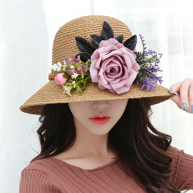 ยอดนิยม Mori Series สีม่วง Rose Bucket หมวกฟางหญิงฤดูใบไม้ผลิฤดูร้อนครีมกันแดด Sun หมวกสไตล์ Pastora
