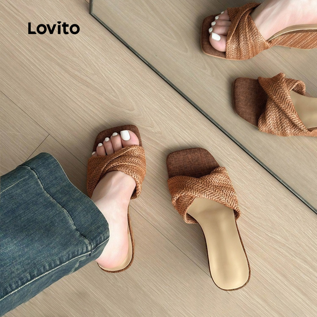 Lovito حذاء كعب ويدج — بيج — صورة 6
