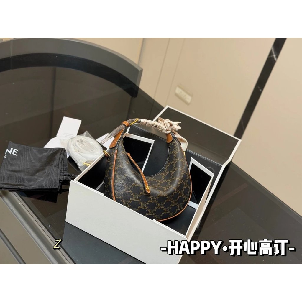 [คุณภาพเกรดประมาณ] Celine Celine Bag CELINE lulu Cowhide Crescent Bag Female Handbag Wrist Bag