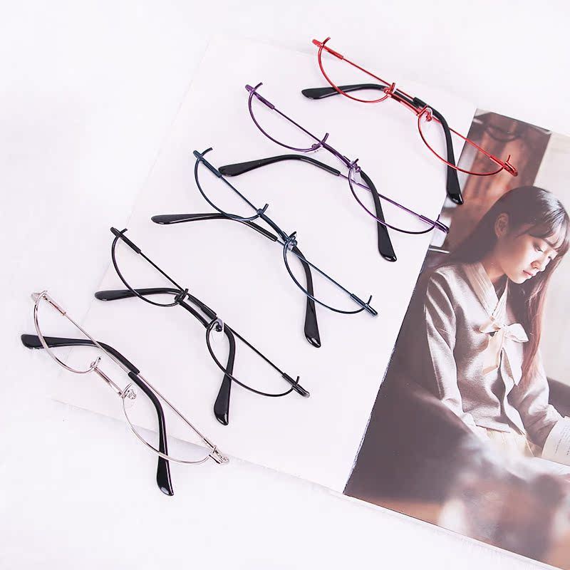 [Eggshell Lab] Soft Girl Half-Frame Glasses Selfie Glasses Frame Influencer กรอบแว่นตา Half-Frame ไม