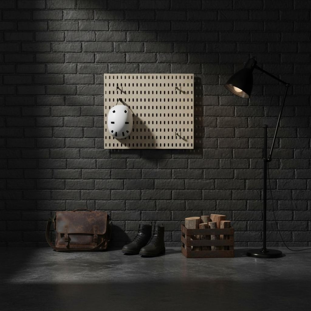 ชั้นวางของ Pegboard แบบตั้งพื้นถึงเพดานแบบเจาะเจาะอเนกประสงค์ดีไซน์โมดูลาร์สําหรับ Entryway