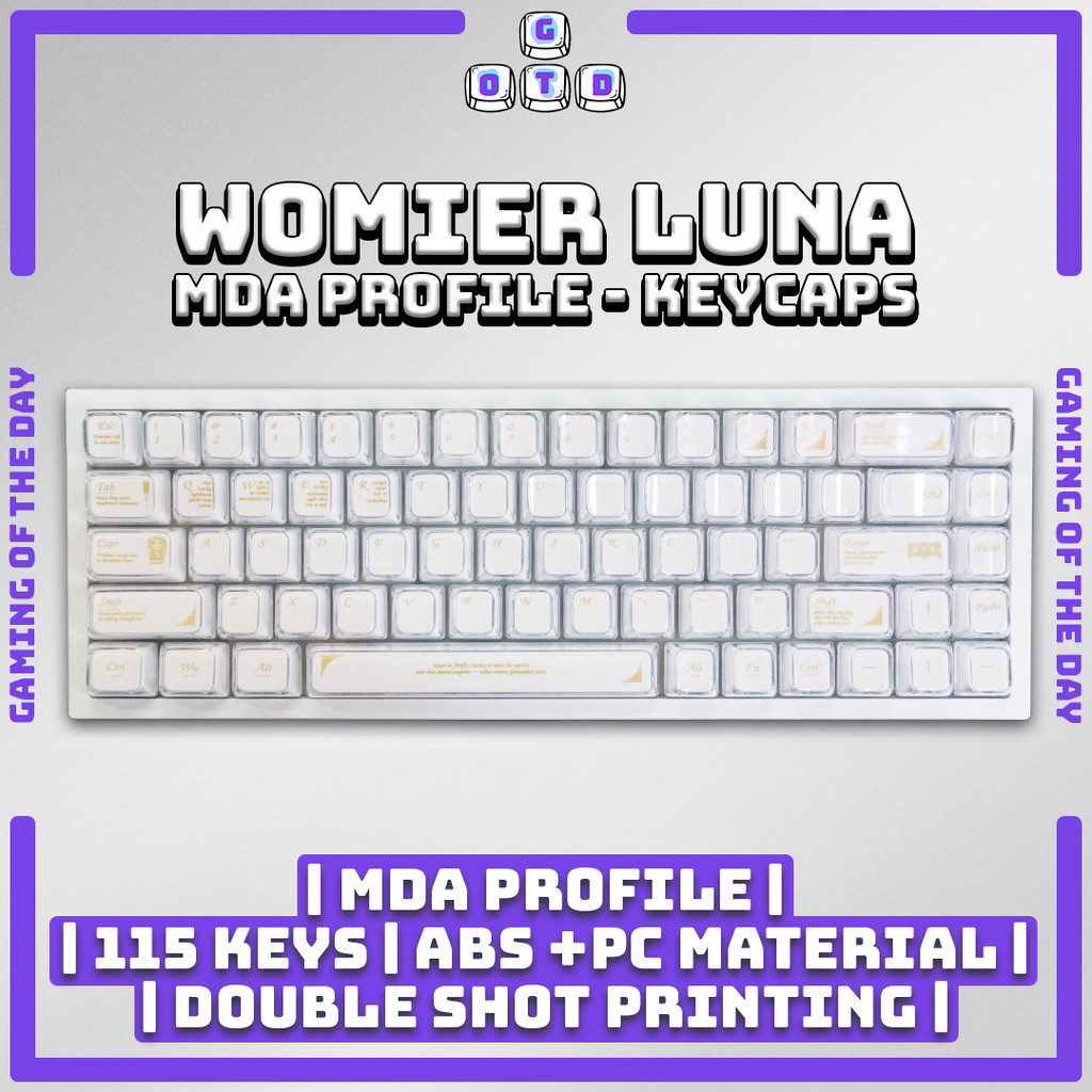 Womier Luna Keycaps โดย GOTD MDA Profile Doubleshot ABS + PC Keycaps คีย์บอร์ดแบบกลไกโดย GOTD