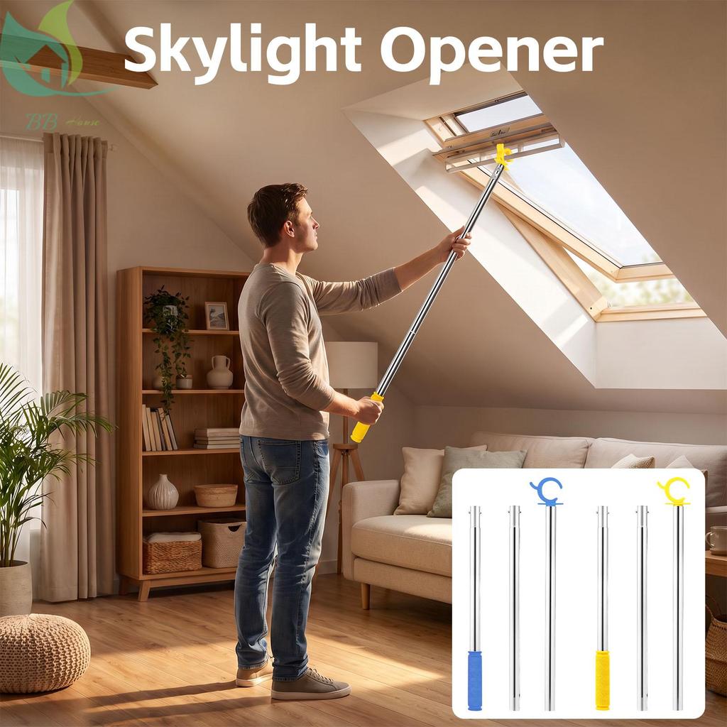 สแตนเลส Skylight Opener Rod พร้อมตะขอ 117 ซม.หน้าต่างหลังคา Opener สําหรับ Skylight SHOPQJC1438