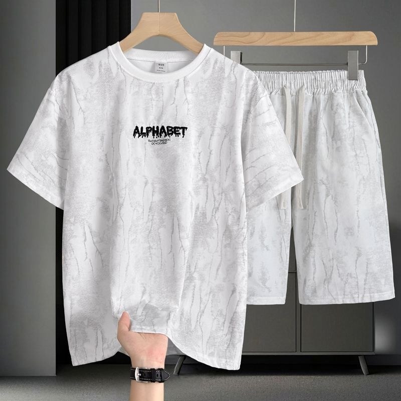 Tie-Dye Short-Sleeved Men Casual Sports Short-Sleeved t-Shirt Shorts Two#扎染短袖装男休闲运动短袖t恤短裤两7.2