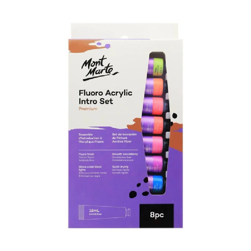 MONT MARTE ชุดสีอะคริลิค นีออน คละสี ขนาด 18 มล. x 8 หลอด