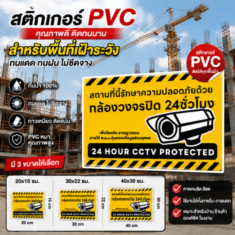 JIE HOME
 สติกเกอร์ป้ายเตือน มีกล้องวงจรปิด 24 ชั่วโมง (CCTV) ป้ายเตือนป้องกันอาชญากรรม พ.ร.บ.คุ้มครองข้อมูลส่วนบุคคล