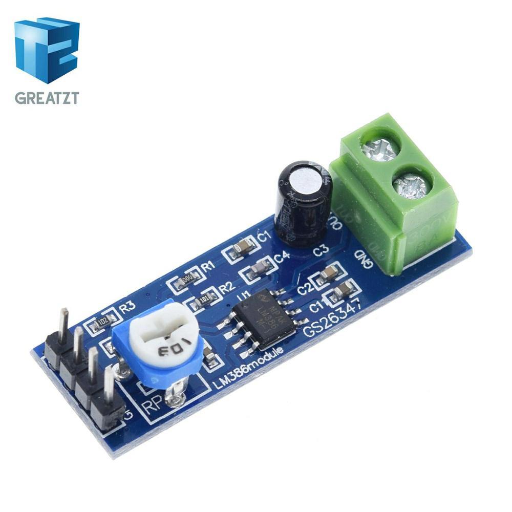 GREATZT LM386 โมดูลขยายเสียง 200 ครั้ง 5V-12V อินพุต 10K ความต้านทาน