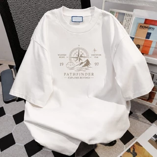 (จัดส่งตลอด 24 ชั่วโมง)Fanfei แฟชั่นเสื้อยืด ใส่สบาย สไตล์เกาหลี เสื้อระบาย เสื้อยืด ONE OIECE พิมพ์ลาย ทรงหลวม คอกลม