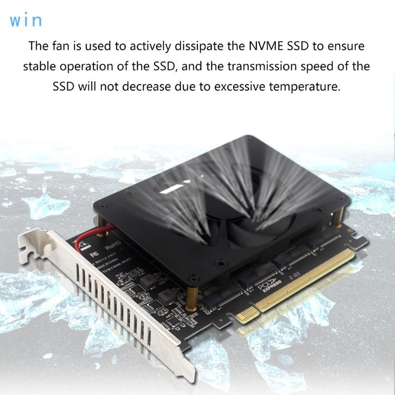 Win PCI-E แยกการ์ด PCI-E 4 0 X16 ถึง NVME สําหรับ M 2 สําหรับ M Key 4 SSDs สําหรับ RAID Arr