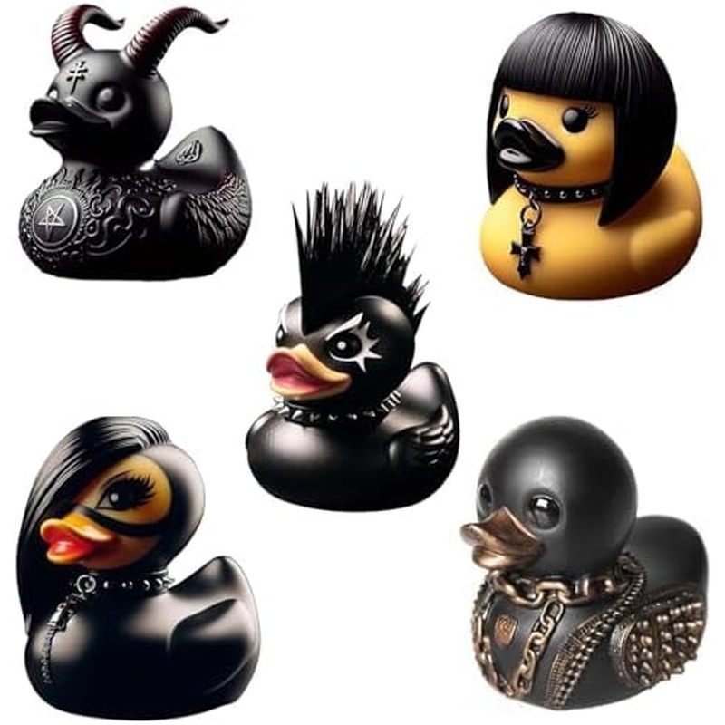 7 ชิ้น Whimsy Goth ยางเป็ดตกแต่ง, Goth Ducks,Jeep Duck - ชุดโรงรถ,ของขวัญโกธิคที่ไม่ซ้ํากัน & ของสะส