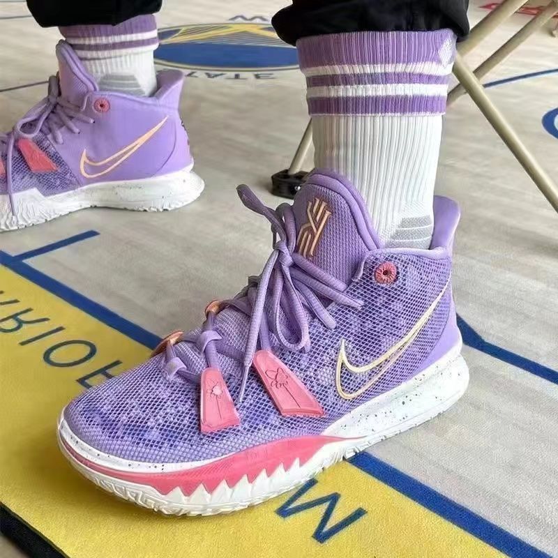Irving 7Kyrie7 Lavender Air Cushion ปฏิบัติ Combat คณิตศาสตร์สูตร Death รองเท้าผ้าใบบาสเก็ตบอล
