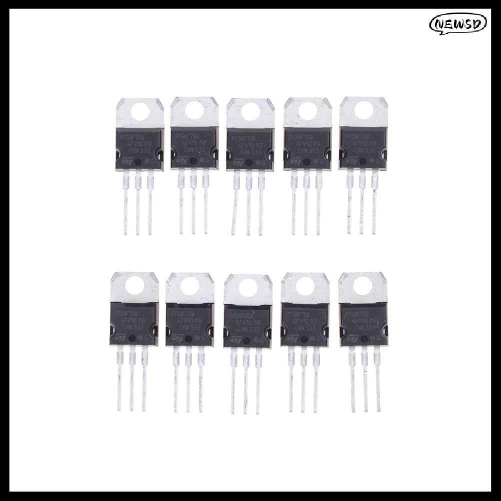 NEWSD 10PCS P75NF75 P75N75 STP75NF75 TO-220 ทรานซิสเตอร์ oril DDC