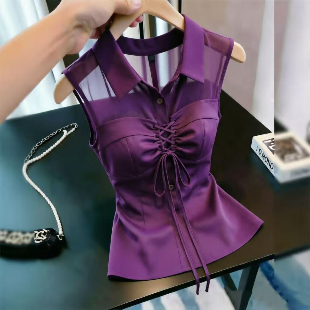 [หวาน สวมใส่] 2026 ฤดูร้อนสไตล์ใหม่เสื้อกั๊ก ซอก ออกแบบเสื้อกั๊กอารมณ์บางเวอร์ชั่นเกาหลีแฟชั่นทุกการแข่งขันซอกเสื้อกั๊กชุดแฟชั่นดูดีระบายอากาศเหงื่อดูดซับไม่ชนทุกวันการ