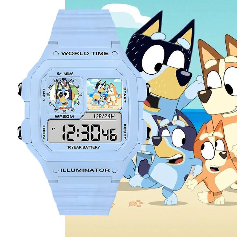 BLUEY BLUEY สินค้าที่กําหนดเองนาฬิกาสองมิติเด็กนักเรียนมัธยมต้นนักเรียนอิเล็กทรอนิกส์
