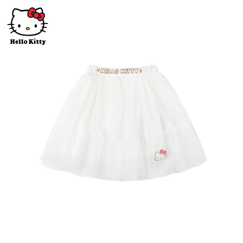Hello Kitty Hello Kitty เสื้อผ้าเด็กผู้หญิงกระโปรงลําลองฤดูใบไม้ผลิกระโปรงผ้ากอซเด็ก