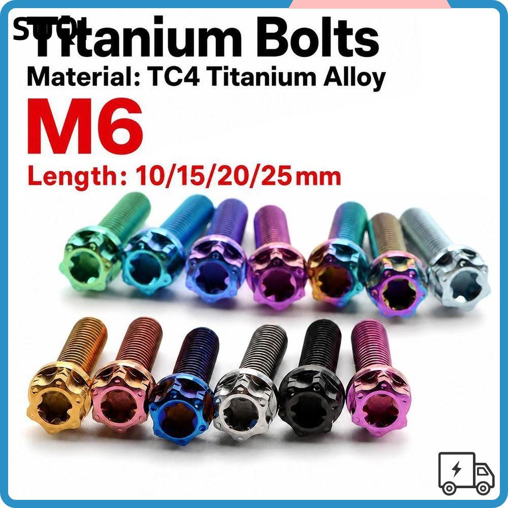 SUQI Titanium Bolt, GR5 Titanium Alloy Multi Colours Flange Torx Bolt, M6 Fairing Bolt