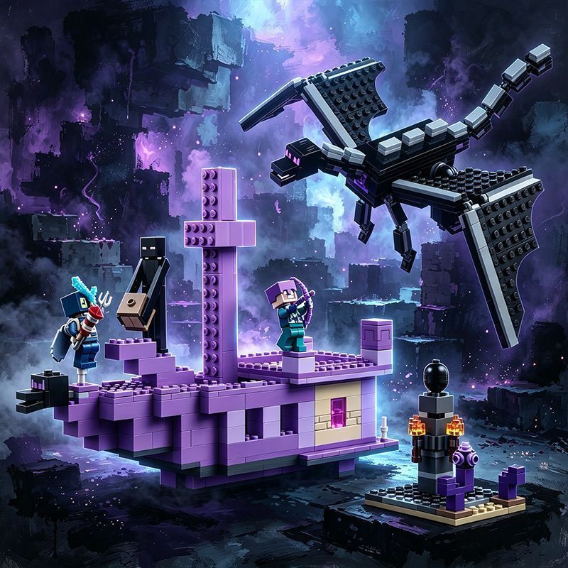 บล็อกตัวต่อที่เข้ากันได้ 2026 Minecraft 21264 Ending Dragon และ Ending Ship Boy ประกอบของเล่น