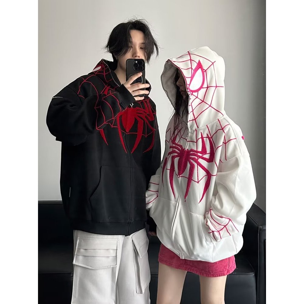 Gwen Spider Hoodie ของขวัญเสื้อผ้า Spider-man Hoodie สําหรับสาวปักขนาดใหญ่ Hooded Jacket เสื้อกันหนา
