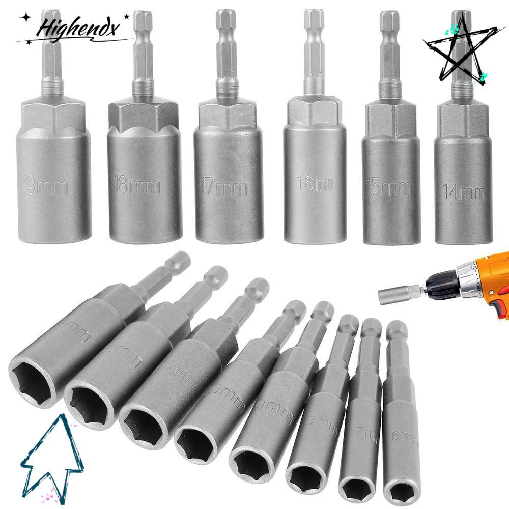 HIGHENDX 1 ชิ้น Key เจาะอะแดปเตอร์ Bit, 5.5-19 มม.ซ็อกเก็ต Hex ซ็อกเก็ต, 1/4 "Hex 80 มม.ความยาว Magn