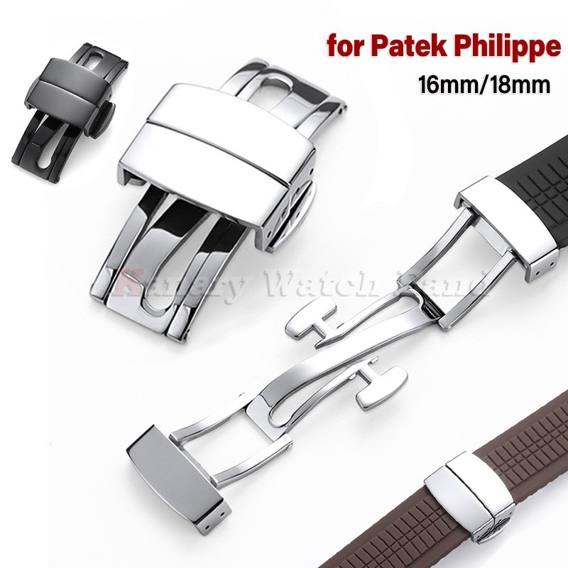 16 มม.18 มม.สแตนเลสสตีลนาฬิกาหัวเข็มขัดสําหรับ Patek Philippe 5167R Grenade Aquanaut Series โลหะผีเส