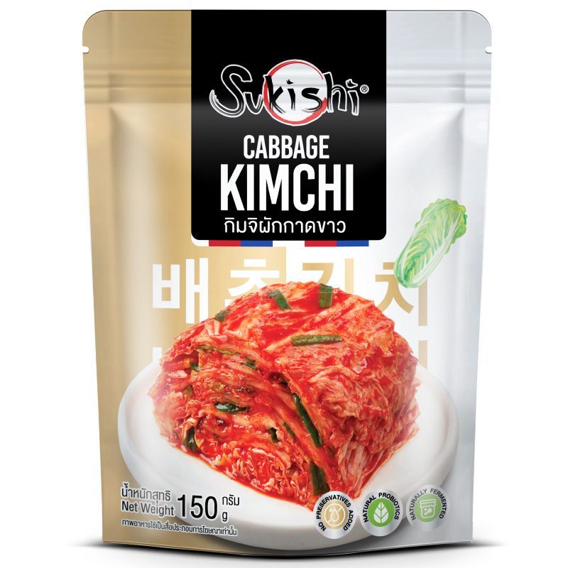 ซูกิชิกิมจิผักกาดขาว 150กรัม Sukishi Cabbage Kimchi 150g. [หมายเลขบาร์โค้ด 8859242900010 ]
