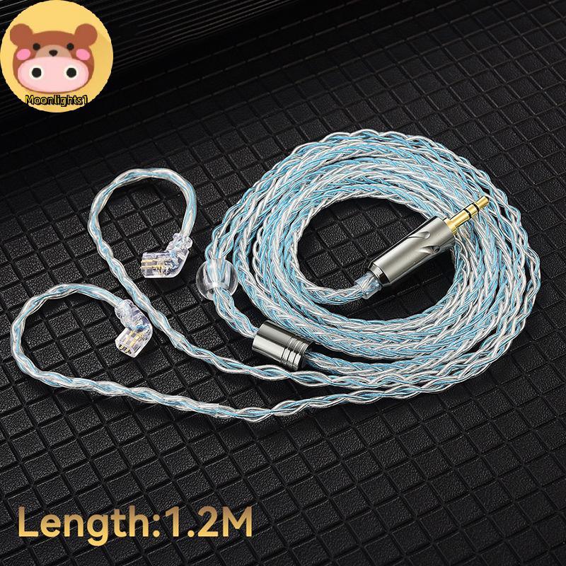 Moonlights1 QKZ T1 สายหูฟัง 8 Strand ทองแดงชุบเงินอัพเกรดสาย 3.5 มม.สายหูฟังสําหรับ ZXN ZXT AK6 ZS10 EDX Pro ZSR CCA EN