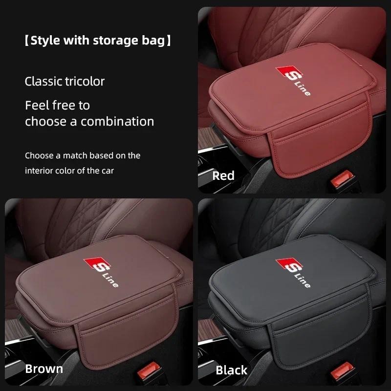 กล่องที่เท้าแขนรถ Pad หนัง Auto Armrest Mat รถอุปกรณ์เสริมสําหรับ Audi Sline A8 A6 Q5 A1 A2 A3 A4 A5