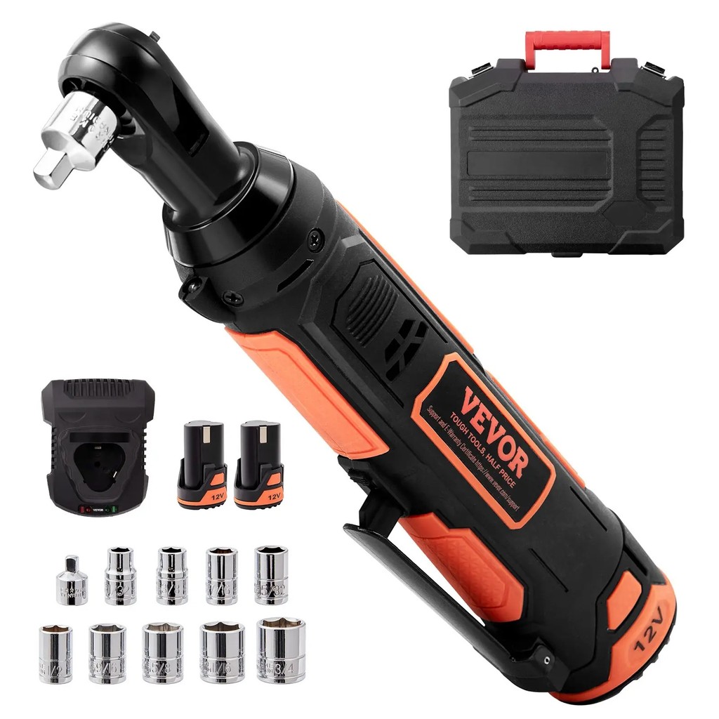SummerfindsVEVOR 3/8" ชุดประแจวงล้อซ็อกเก็ตไฟฟ้าไร้สาย, 12V Mechanic Work & Car Tool พร้อมด้ามจับยาง