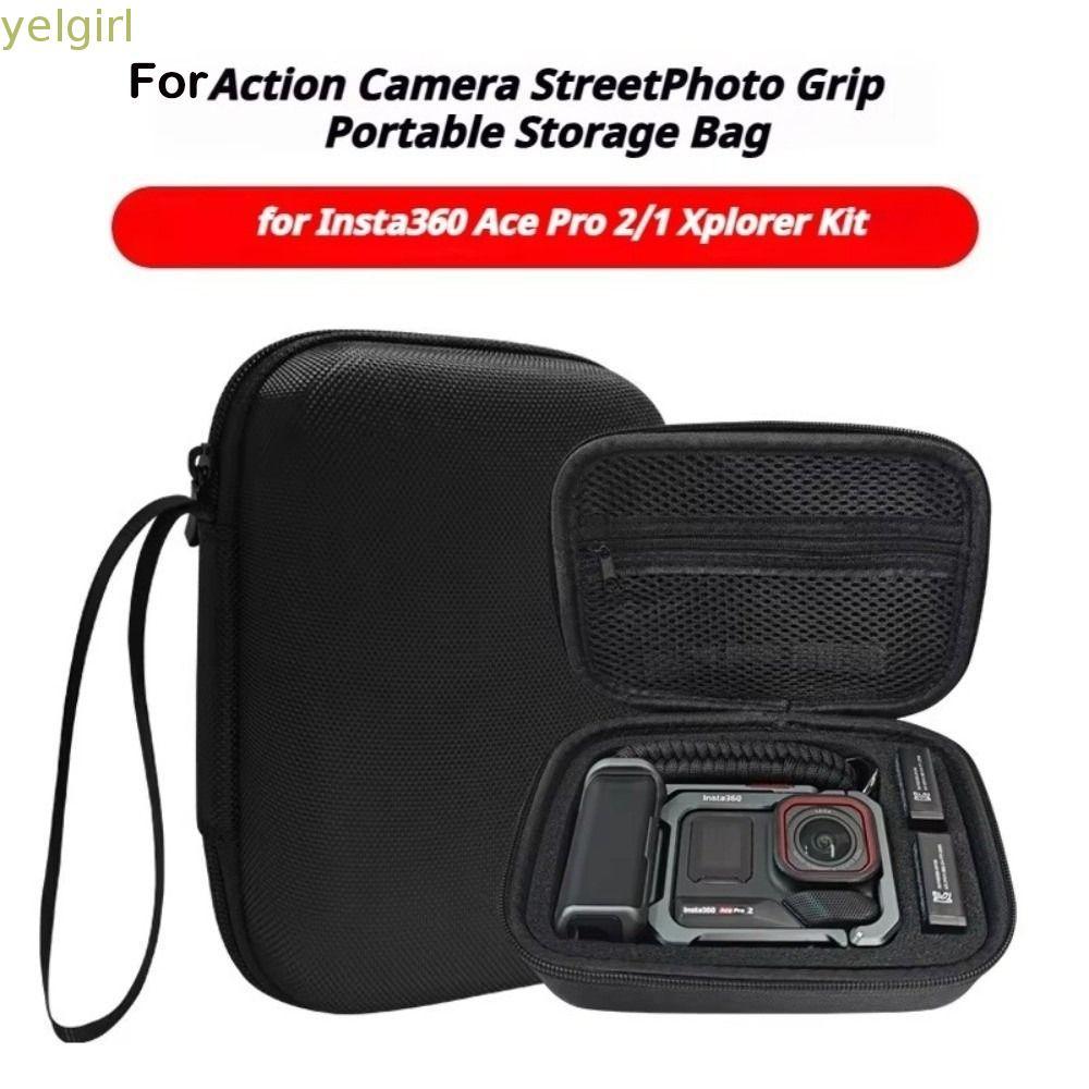 YELGIMY กระเป๋าเก็บของ, สําหรับ Insta360 Ace 2/1 Xplorer Grip Shock Resistance Carrying, Compact Fal