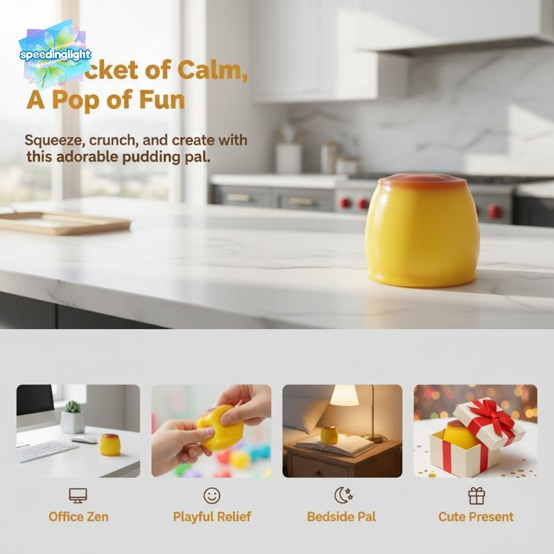 SPGH Crunchy Caramel Pudding Stress Ball, ASMR Sensory Toy สําหรับผู้ใหญ่ร้อน
