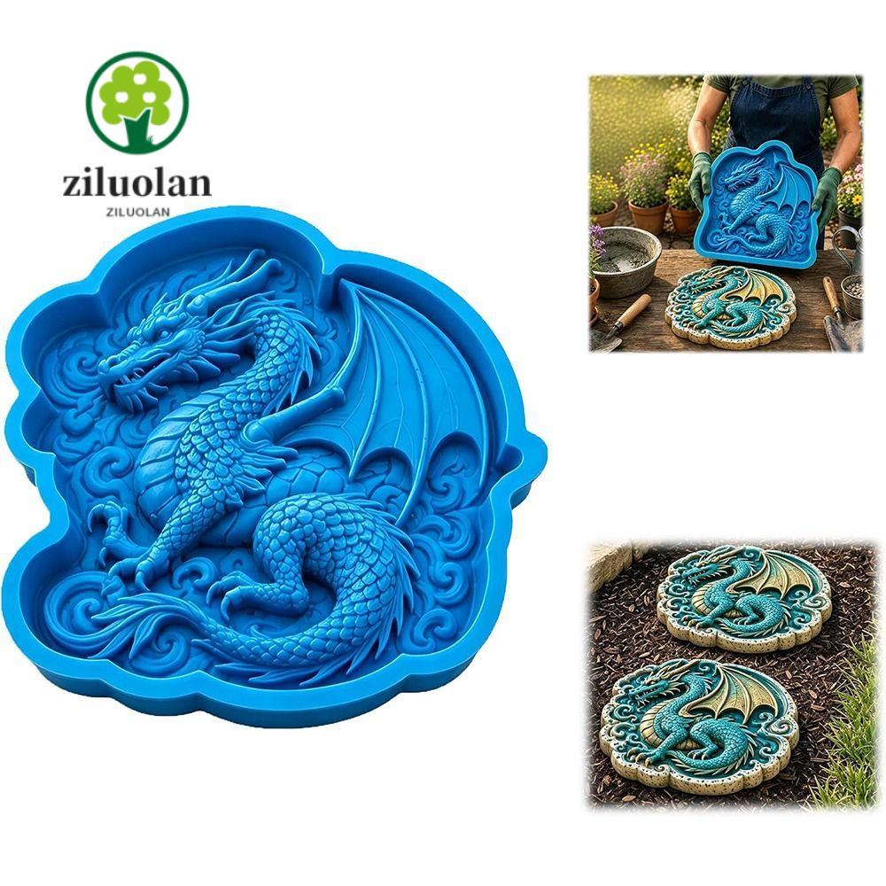 ZILUOLAN Stepping Stone แม่พิมพ์, Reusable Cement Garden Path Cement Mould, DIY รูปมังกรซิลิโคน Pavi