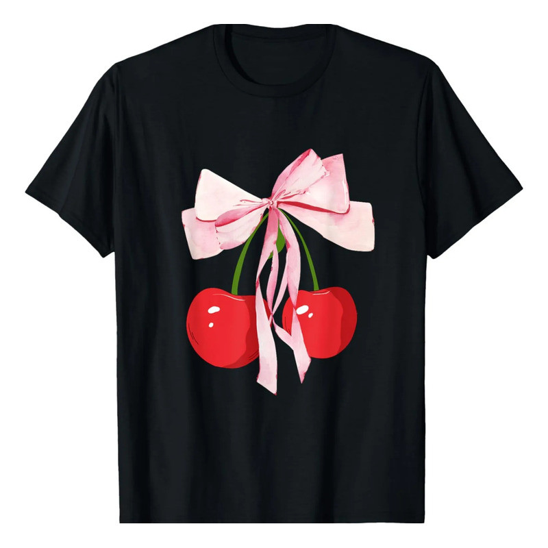 Coquette Bows With Cherries เสื้อยืดเสื้อผ้าสาวน่ารัก