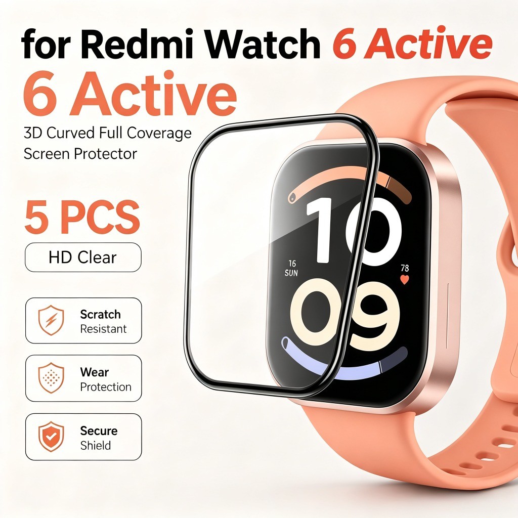 5PCS 3D ฟิล์มกันรอยหน้าจอสําหรับ Redmi Watch 6 6Active Watch 5Lite 5Active ฟิล์มป้องกัน