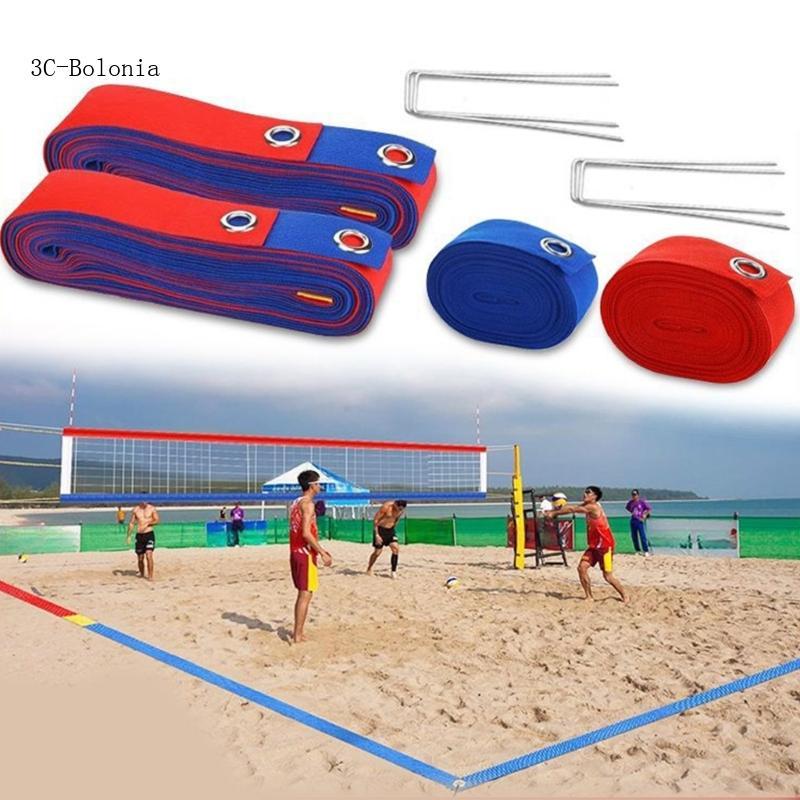 PC Beach Volleyball Line พร้อมเล็บพื้นวอลเลย์บอลกลางแจ้ง Boundaries Line Volleyball Courts Webbing M