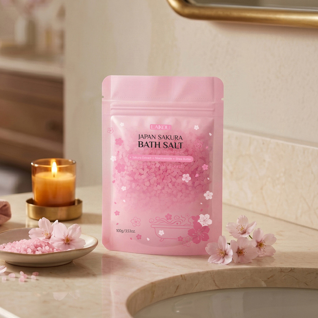 Lycome Cherry Blossom Bath Salt 00g คลีนซิ่งมอยส์เจอร์ไรซิ่งกลิ่นหอมติดทนนาน สปาผิวอังกฤษเต็มรูปแบบ#