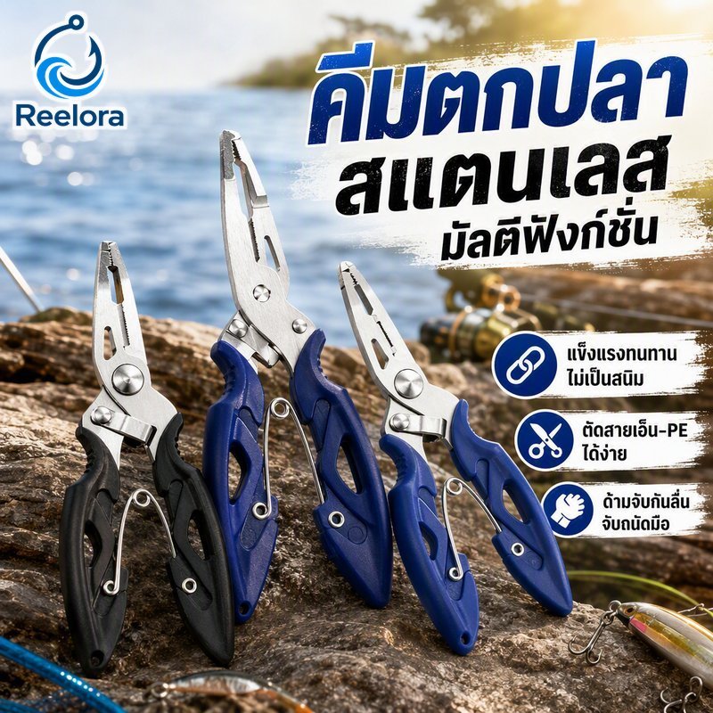 คีมตกปลาสแตนเลสโค้งขากรรไกรลื่นจับสนิมทนสายตัดห่วงเปิด