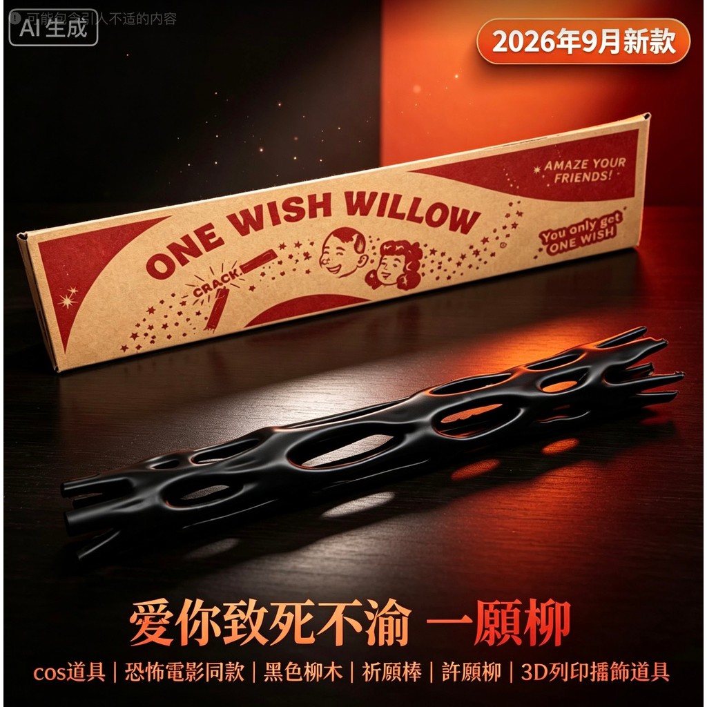 แนวโน้มผู้หญิง 2026 ใหม่ Love you till death ภาพยนตร์สยองขวัญ Wish Willow Wish Stick 3D พิมพ์ Cos Pr