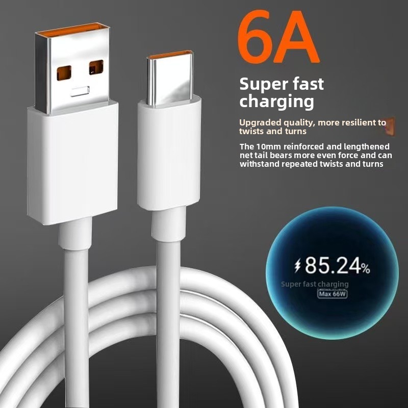 6A 1M/2M Type-C สายต่อ USB, สายไฟและข้อมูลสําหรับกล้อง/โทรศัพท์/Power Bank