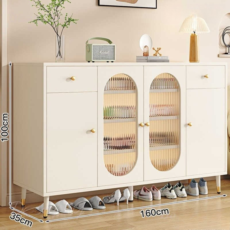 Solid Wood Shoe Cabinet Light Luxury Shoes Cabinet Living Room Shoe Storage Integrated Shoe Rack