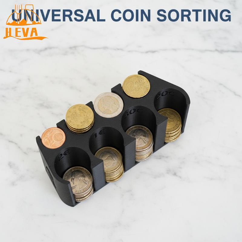 [HEVA] Euro Coin Storage Holder 2 Euro 1 Euro 50 Cent Change Organizer Box for Travel Office Busines