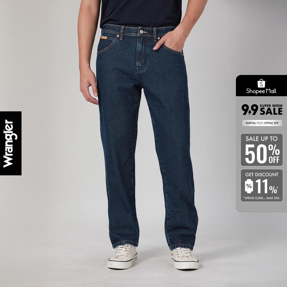WRANGLER กางเกงยีนส์ผู้ชาย เอวกลาง ทรงตรง ทรง Texas รุ่น WR F525MTEXF48 สียีนส์กลาง