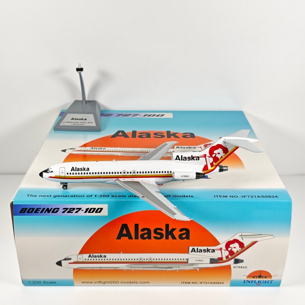 Inflight IF721AS0824 1: 200 Alaska Air B727-100 N798AS โลหะผสม