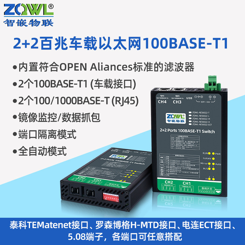 1000BASE Gigabit Car Ethernet Switch 1,000BASE-T1 Bypass Monitoring Bag Mirror Monitoring
